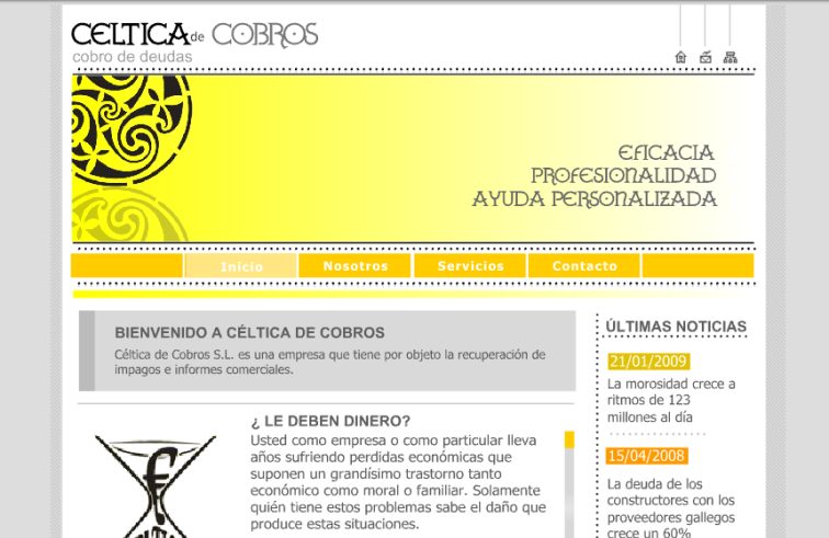 Pantallazo de la web de Cética de cobros